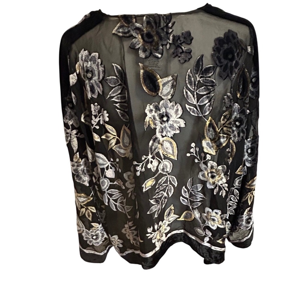 Kimono Wrap dark whimsy sheer velvet burnout romantic festival black silver